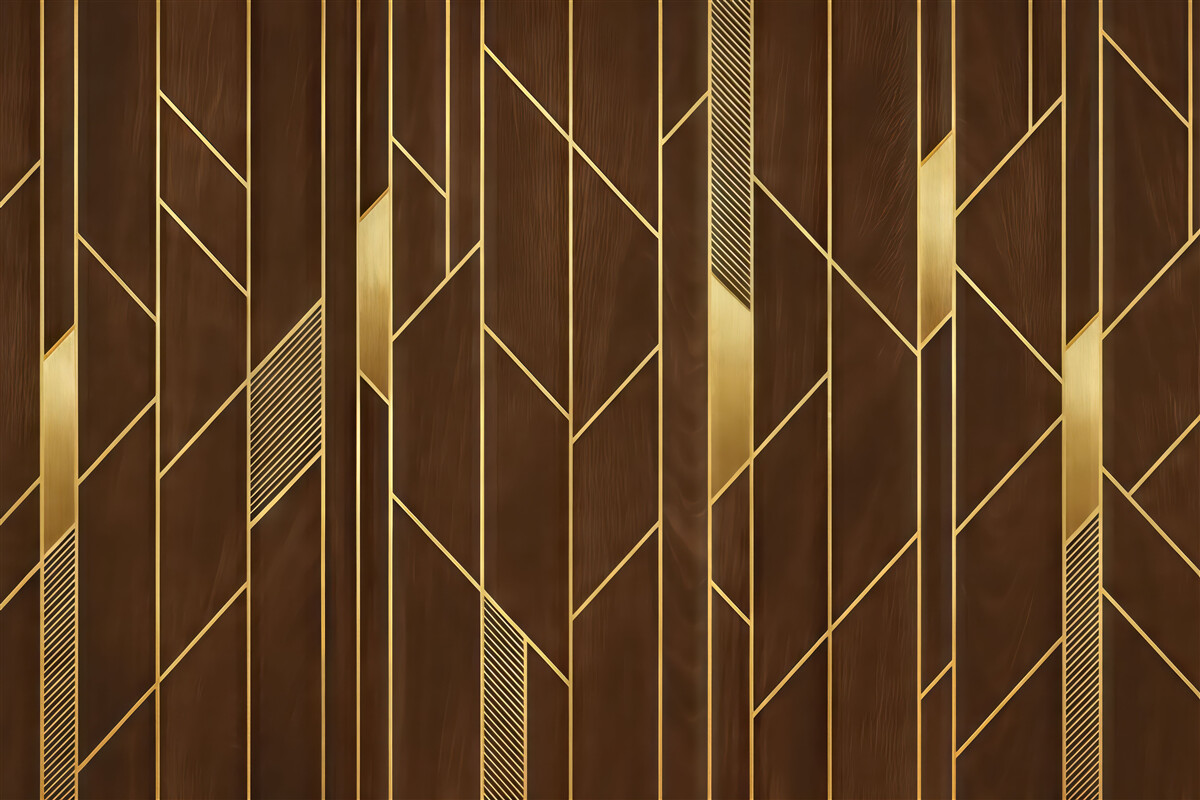 Fototapeta Tradycyjne drewniane panele z metalowymi elementami ozdobnymi.