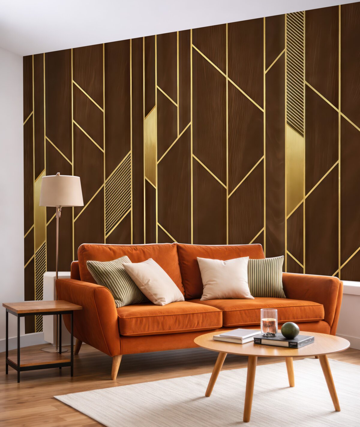 Fototapeta Tradycyjne drewniane panele z metalowymi elementami ozdobnymi.