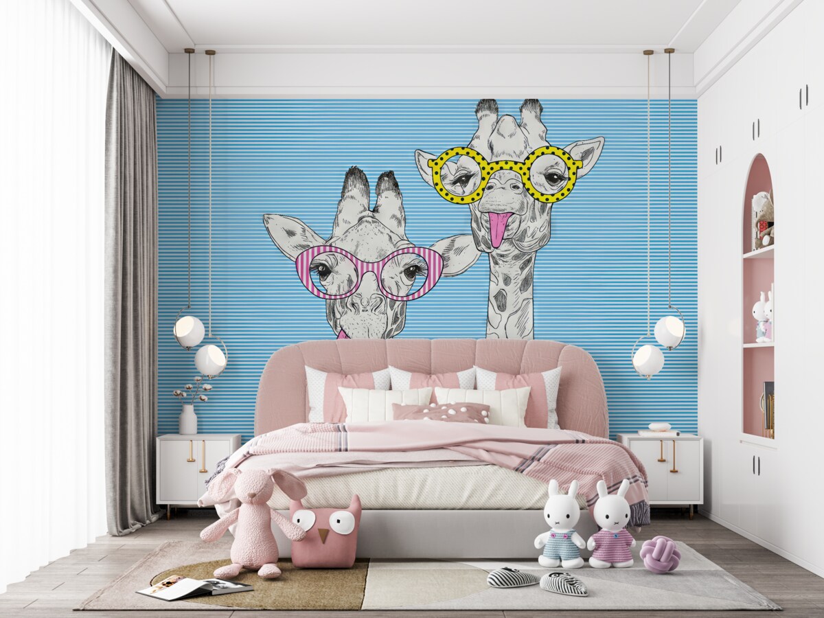 Fototapeta Żyrafy w niezwykłych, modnych okularach.