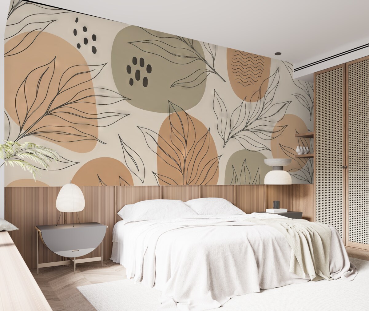 Fototapeta Liście tropikalne są malowane ręcznie w nieskończony wzór.