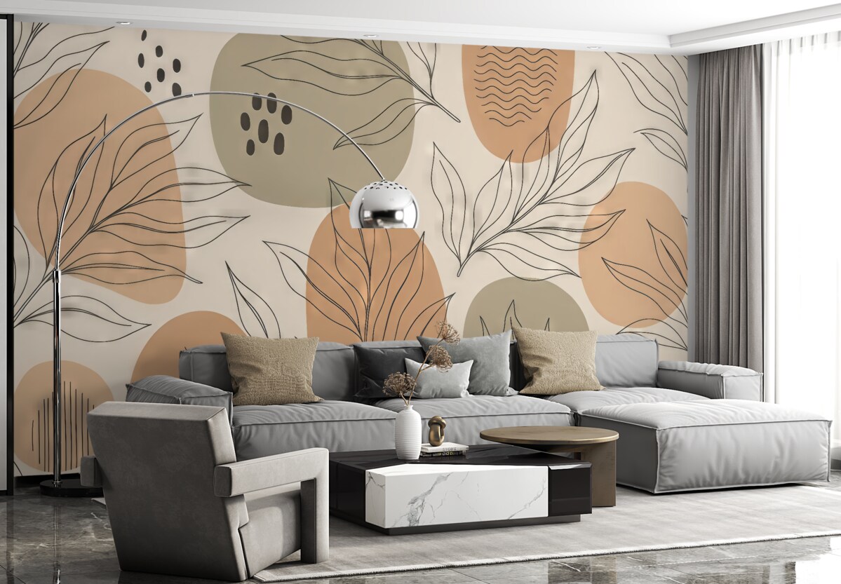 Fototapeta Liście tropikalne są malowane ręcznie w nieskończony wzór.