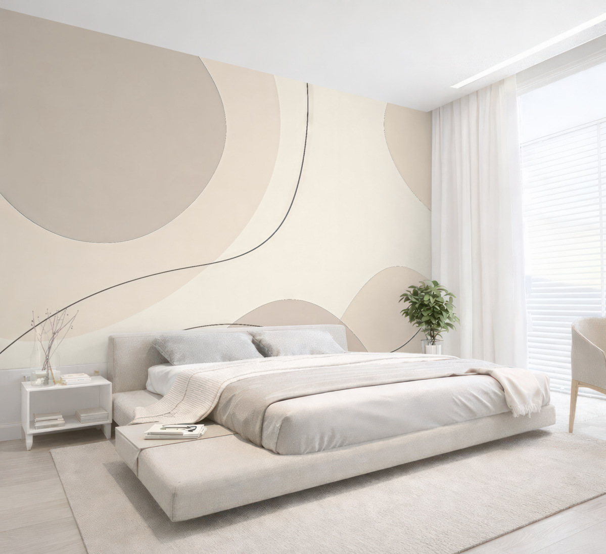 Fototapeta Stylowe beżowe abstrakcyjne płaszczyzny kolorów z gradientowymi paskami.