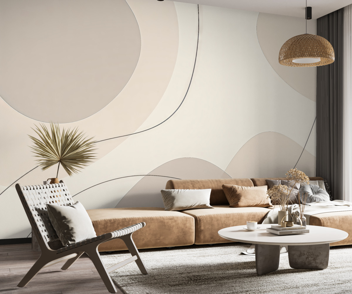 Fototapeta Stylowe beżowe abstrakcyjne płaszczyzny kolorów z gradientowymi paskami.