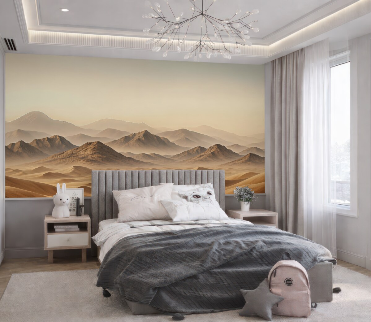 Fototapeta Górski pejzaż, pustynia, piaskowe odcienie, realizm.