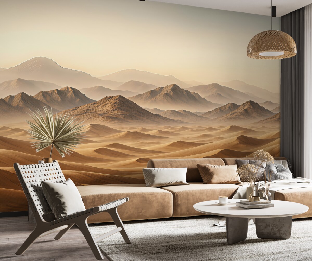 Fototapeta Górski pejzaż, pustynia, piaskowe odcienie, realizm.