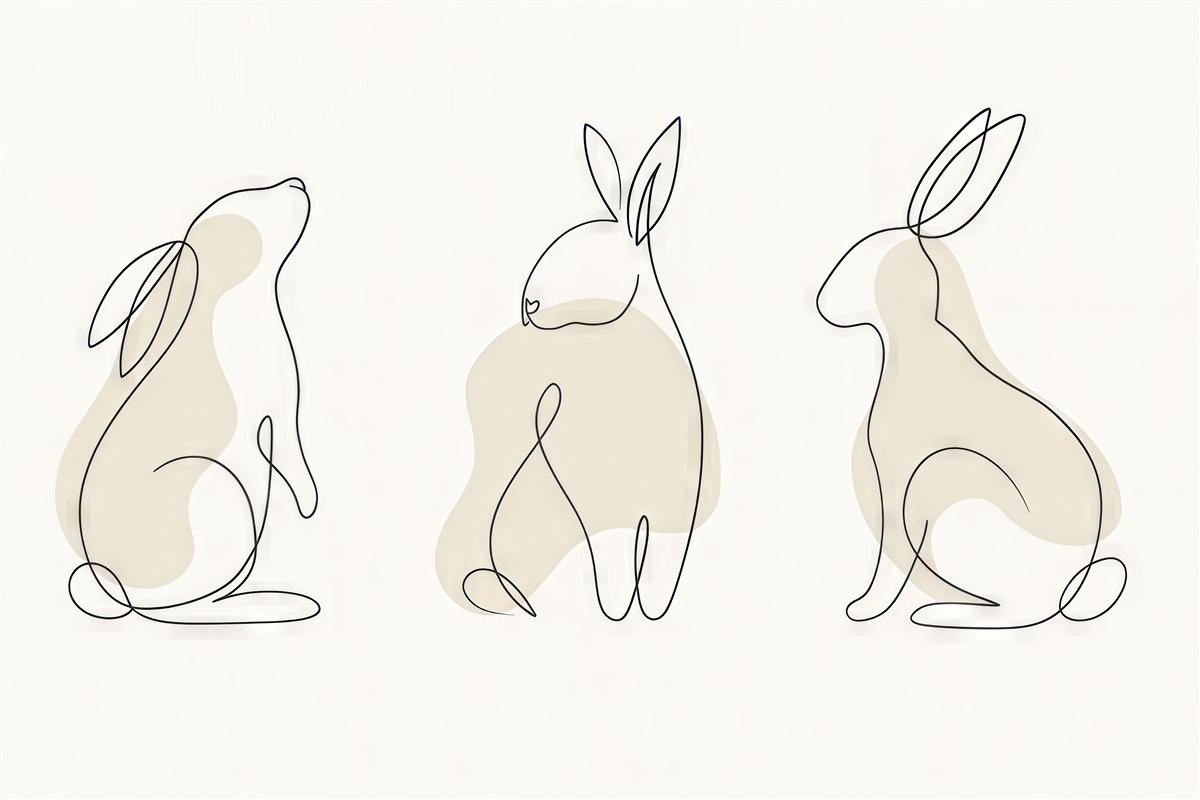 Fototapeta Stylowa grafika ukazująca trzy króliki.