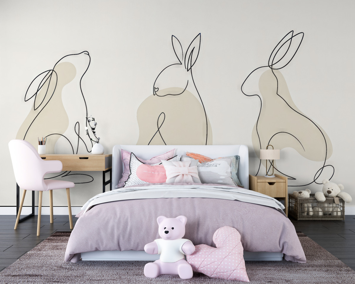 Fototapeta Stylowa grafika ukazująca trzy króliki.