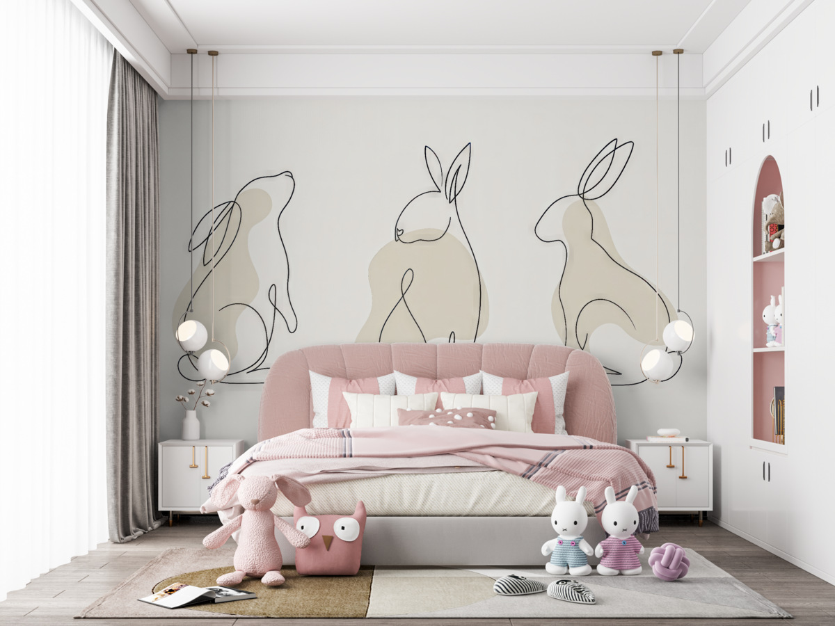 Fototapeta Stylowa grafika ukazująca trzy króliki.