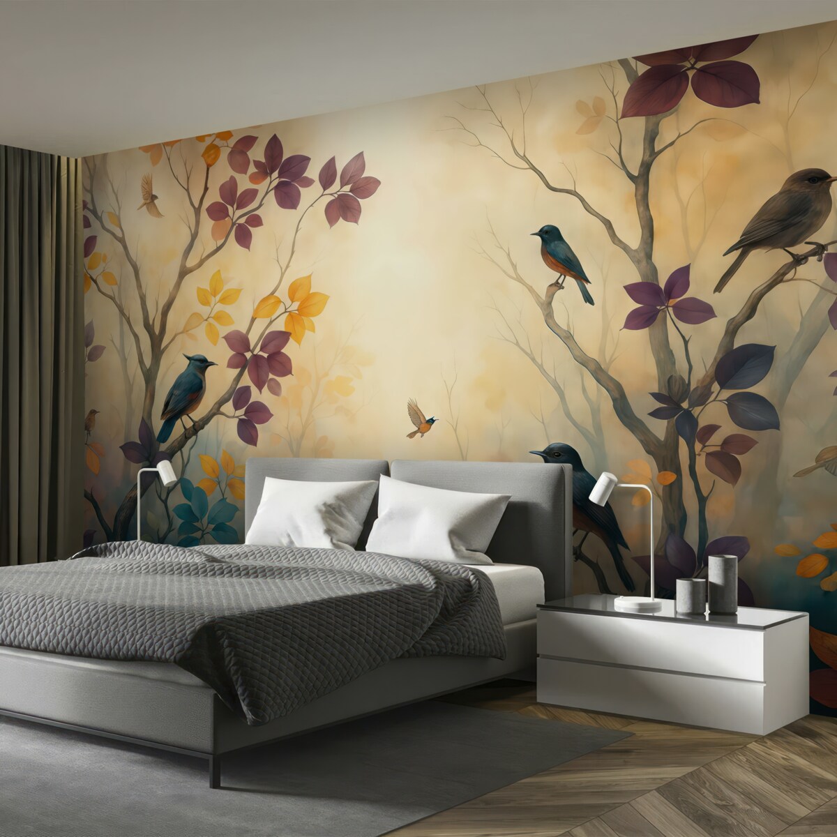 Fototapeta Ptaki w otoczeniu jesiennych barw.