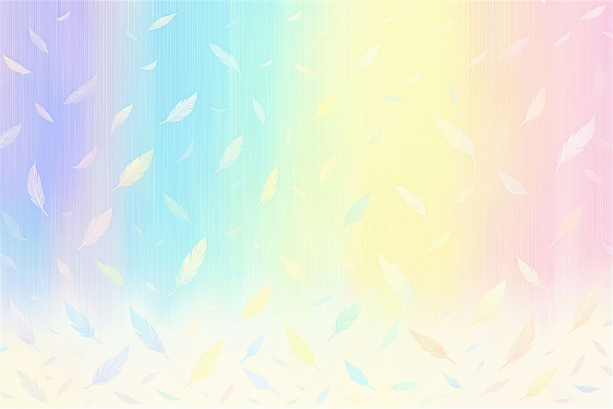 Fototapeta Tęcza z piórkami, młodzież, opowieść, przejście kolorów.