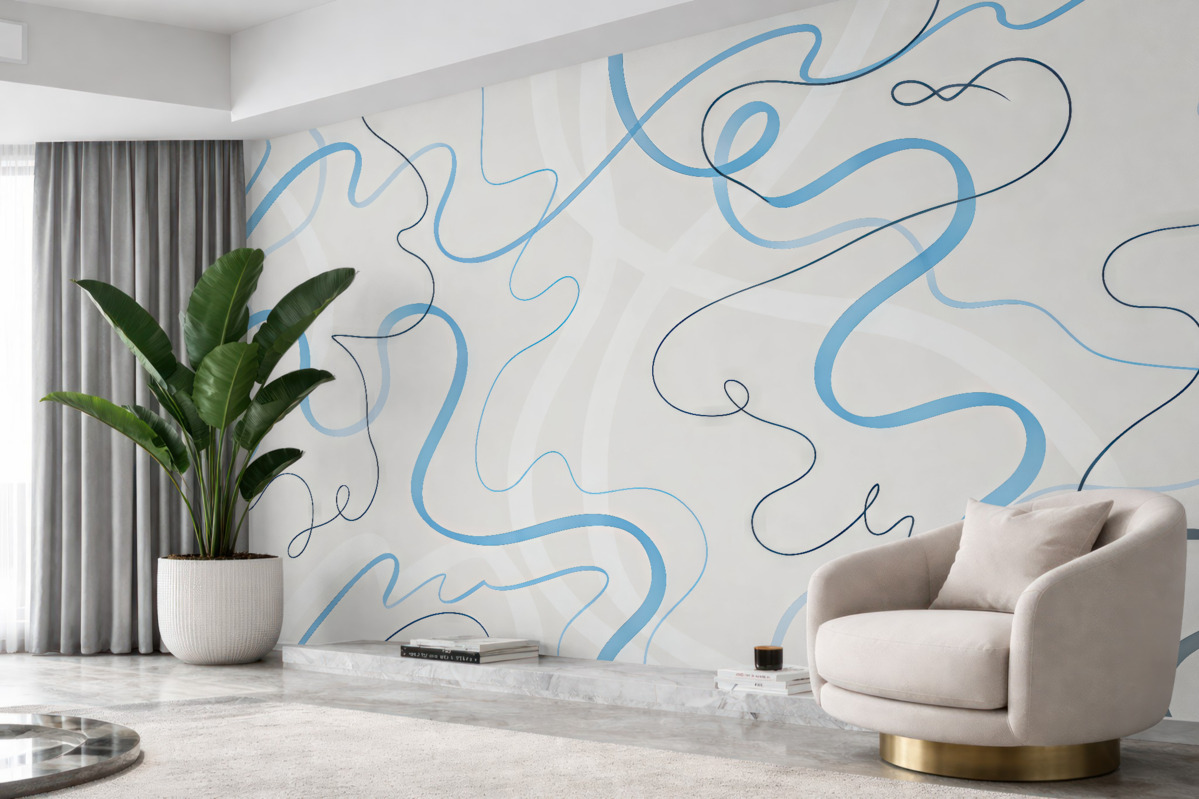 Fototapeta Gładkie kształty w kojących barwach niebieskiego.