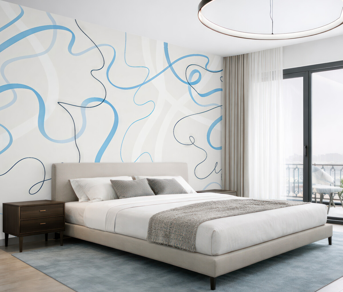 Fototapeta Gładkie kształty w kojących barwach niebieskiego.