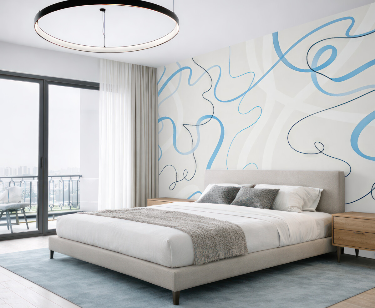 Fototapeta Gładkie kształty w kojących barwach niebieskiego.