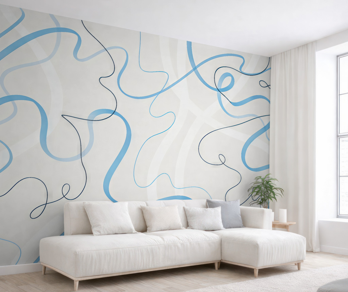 Fototapeta Gładkie kształty w kojących barwach niebieskiego.