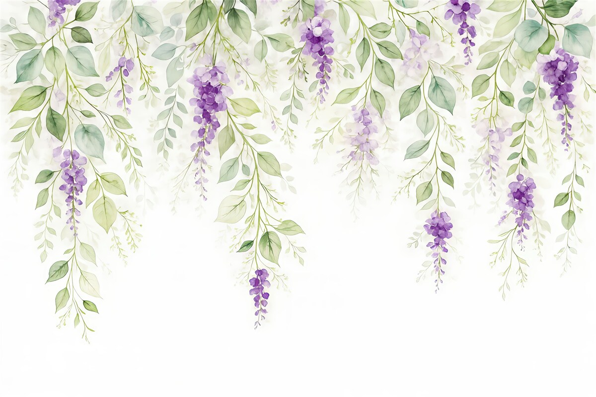 Fototapeta Akwarelowa aranżacja z kwiatami lawendy.