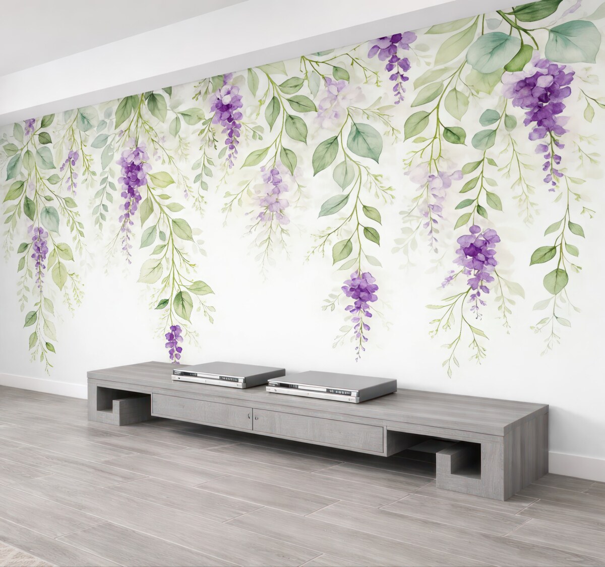 Fototapeta Akwarelowa aranżacja z kwiatami lawendy.