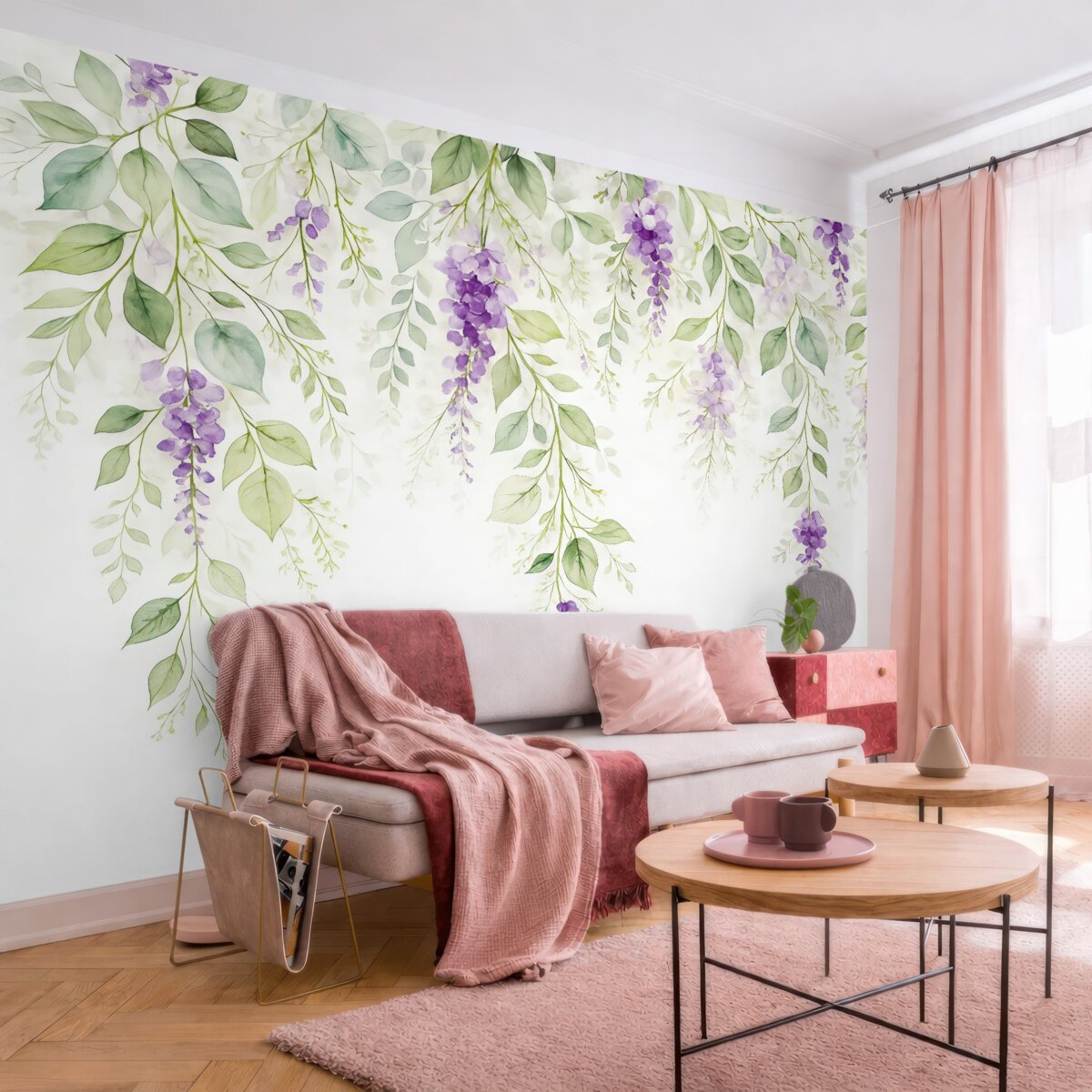 Fototapeta Akwarelowa aranżacja z kwiatami lawendy.