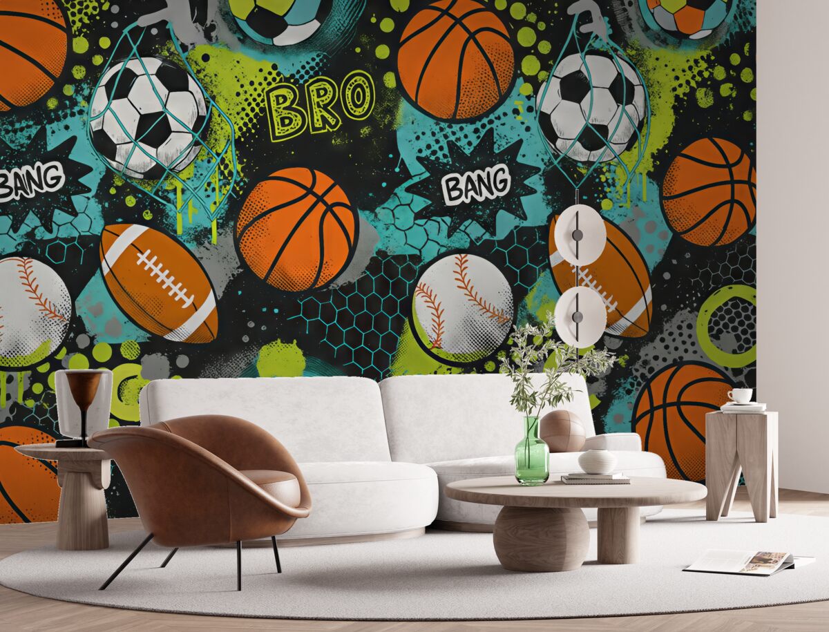 Fototapeta Abstrakcja z kulami sportowymi.