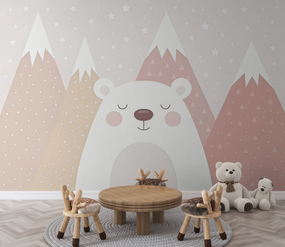 Fototapeta Uroczy miś w pastelowym otoczeniu.