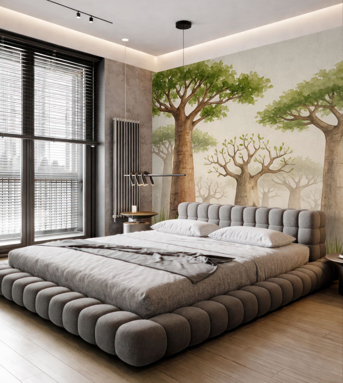 Fototapeta Baobab, inspiracja safari, las, odcienie beżu i zieleni.