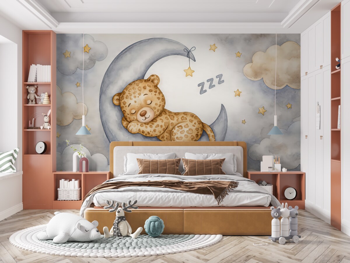 Fototapeta Spokojny mały lampart na Księżycu.