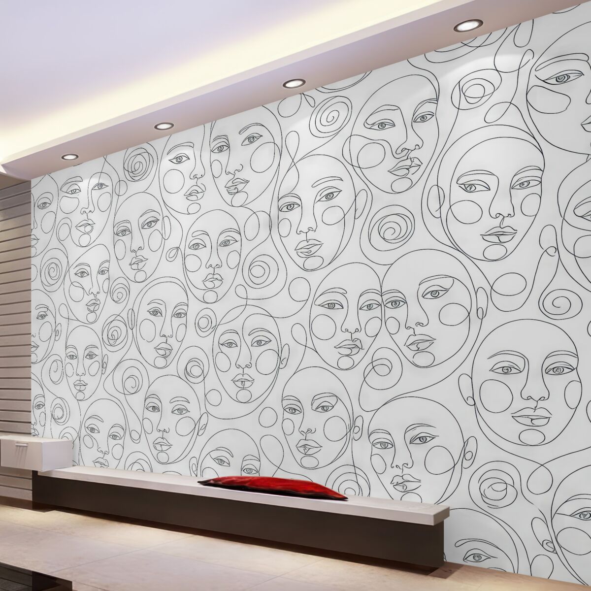 Fototapeta Postacie ludzi z graficznymi konturami twarzy w stylu boho to świeży trend.