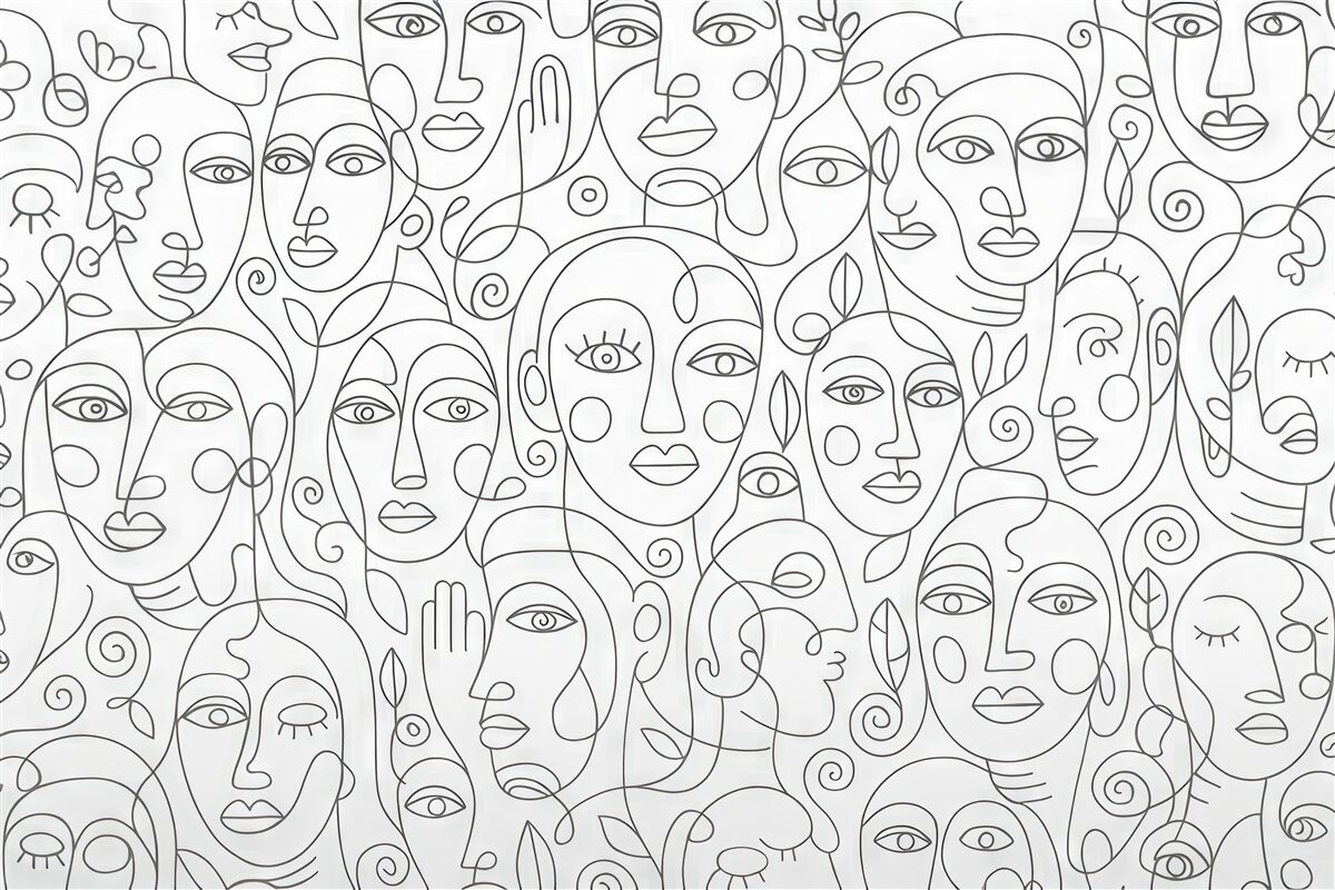 Fototapeta Abstrakcyjne oblicza w złożonej grafice liniowej.