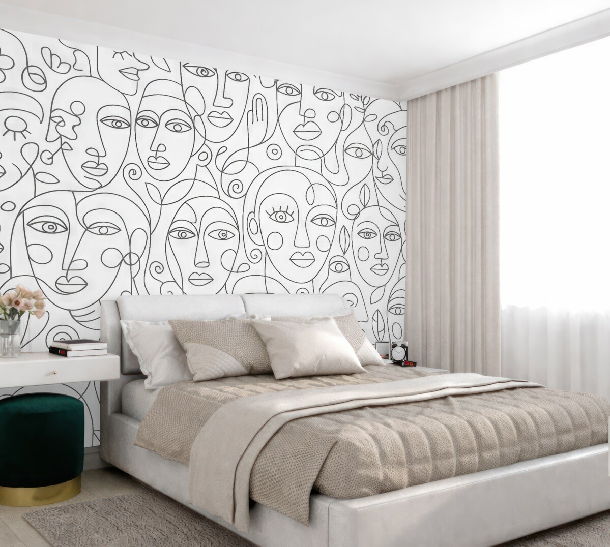 Fototapeta Abstrakcyjne oblicza w złożonej grafice liniowej.