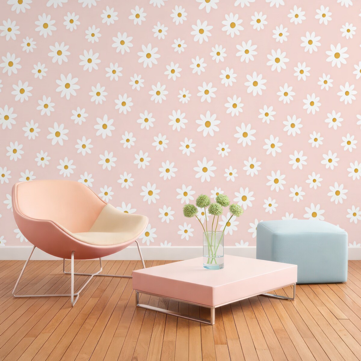 Fototapeta Kwiaty rumianku w pokoju dla dziewczynek.