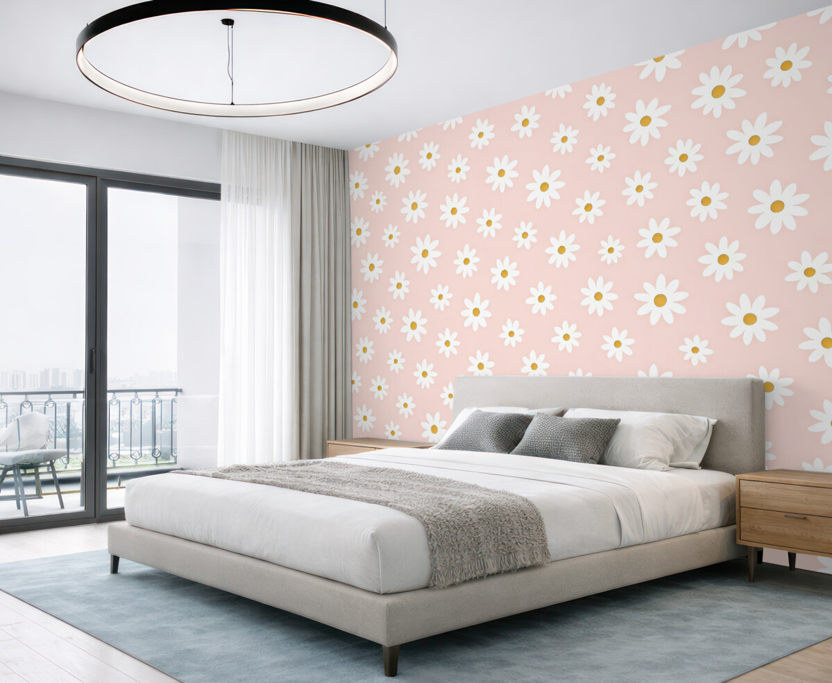 Fototapeta Kwiaty rumianku w pokoju dla dziewczynek.