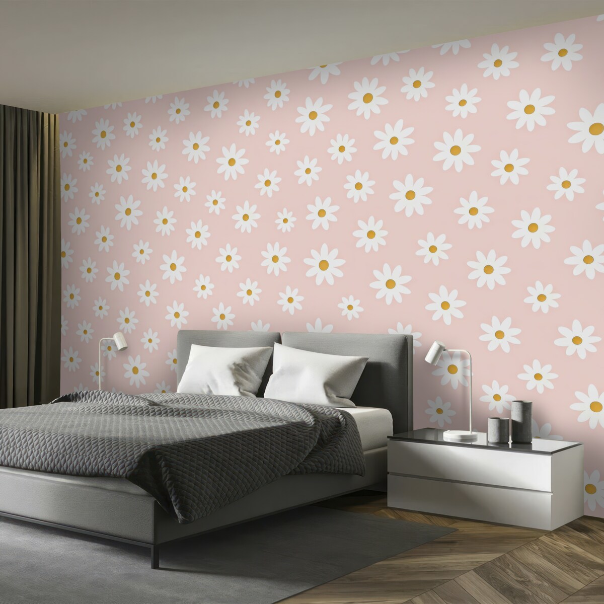 Fototapeta Kwiaty rumianku w pokoju dla dziewczynek.