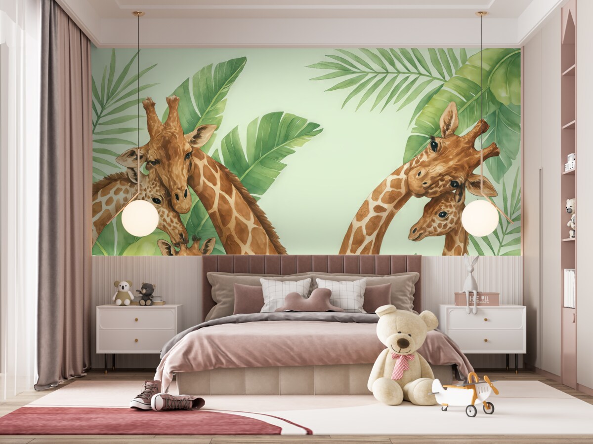 Fototapeta Żyrafy cieszące się momentem wspólnie.