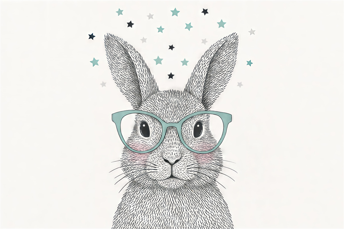 Fototapeta Mądry króliczek w modnych okularach.