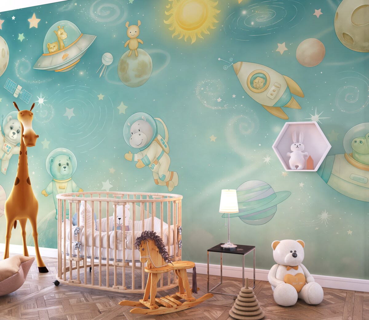 Fototapeta Kosmiczne i galaktyczne wyprawy zwierząt astronautów.