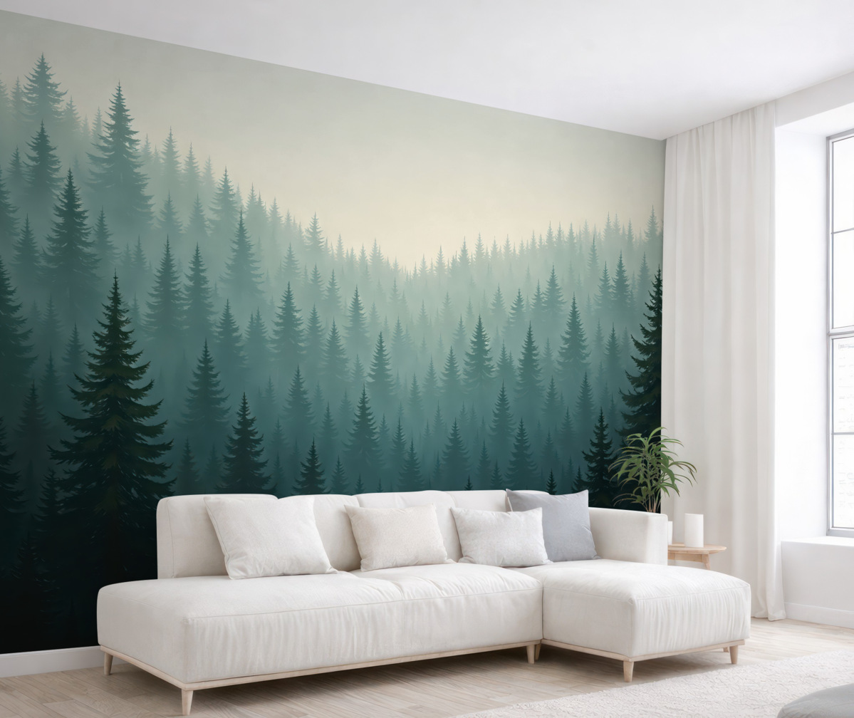 Fototapeta Lasy w otoczeniu gór.