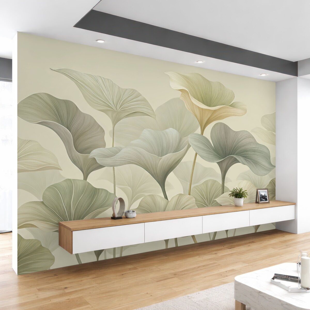 Fototapeta Piękne, duże liście w subtelnym kolorze.