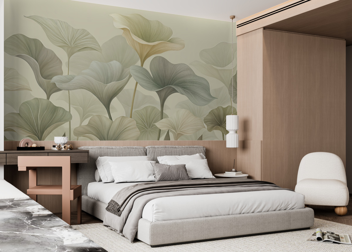 Fototapeta Piękne, duże liście w subtelnym kolorze.