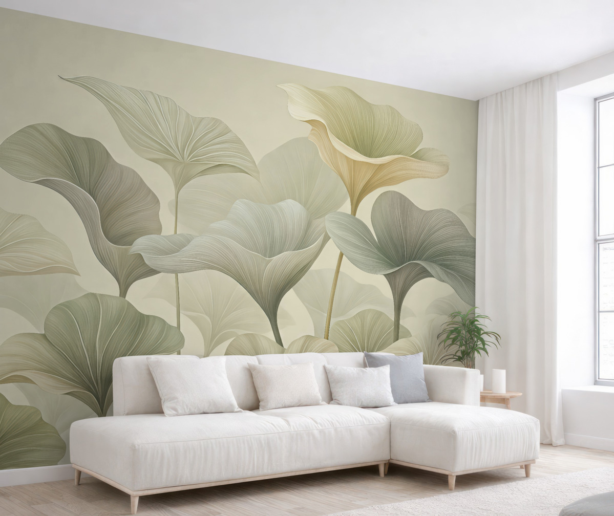 Fototapeta Piękne, duże liście w subtelnym kolorze.