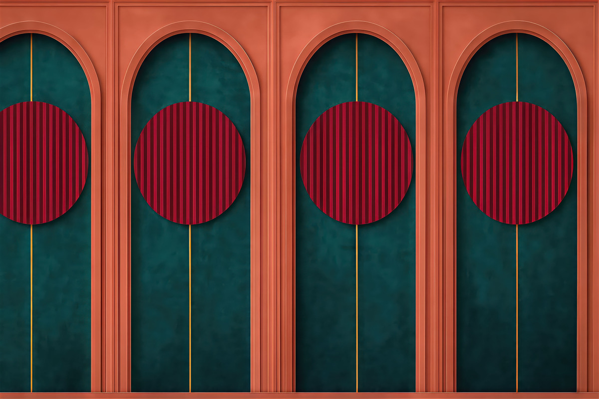 Fototapeta Dekoracyjny łuk w nowoczesnym stylu minimalistycznym, teksturowane elementy.