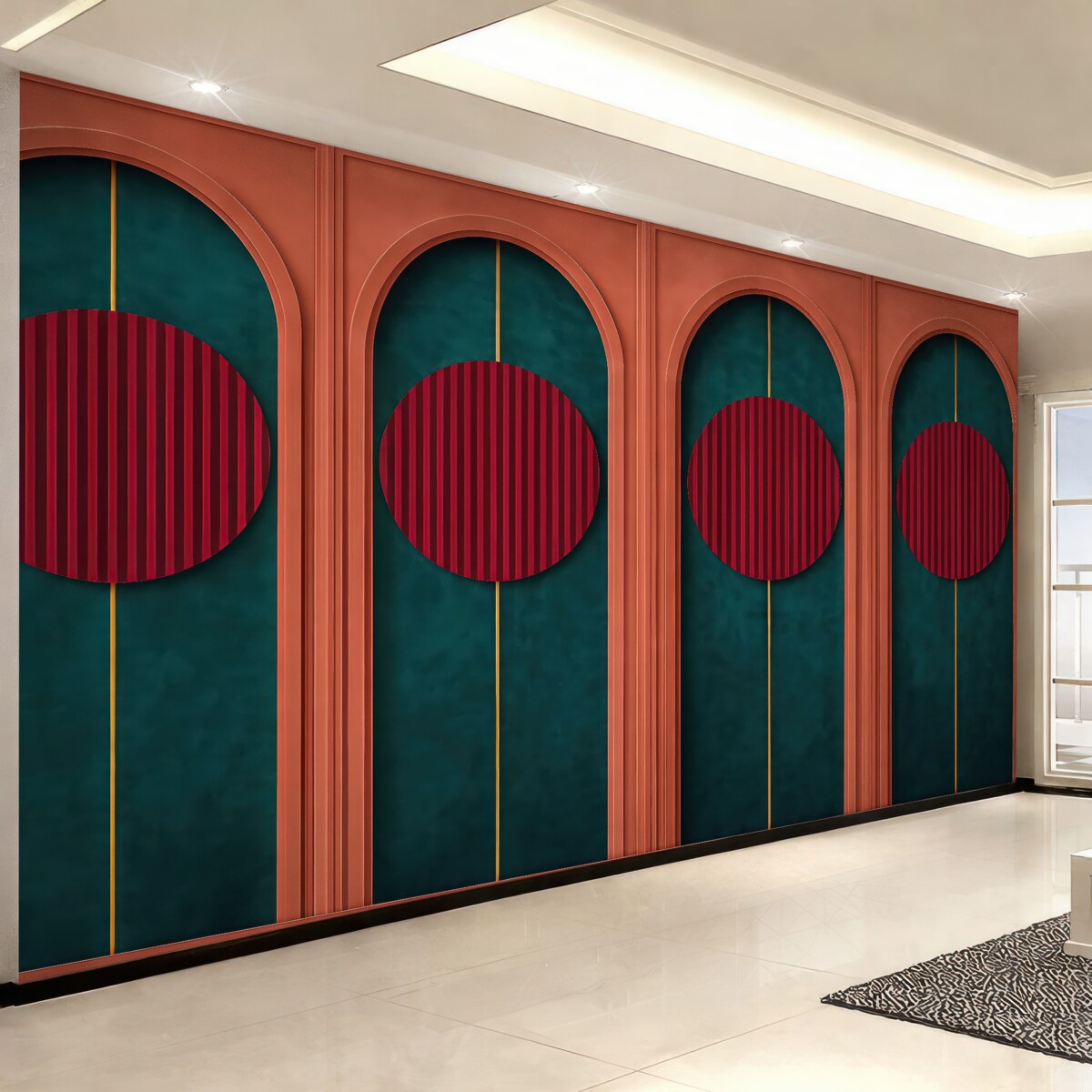 Fototapeta Dekoracyjny łuk w nowoczesnym stylu minimalistycznym, teksturowane elementy.