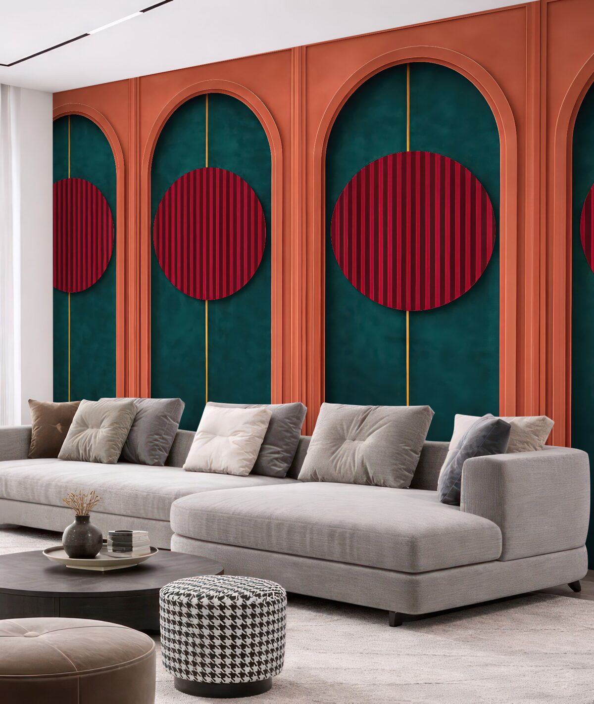 Fototapeta Dekoracyjny łuk w nowoczesnym stylu minimalistycznym, teksturowane elementy.