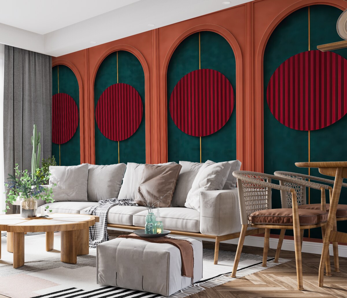 Fototapeta Dekoracyjny łuk w nowoczesnym stylu minimalistycznym, teksturowane elementy.