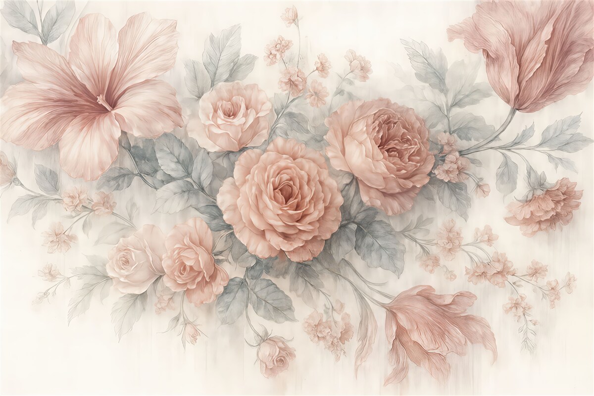 Fototapeta Subtelna pastelowa aranżacja kwiatowa.