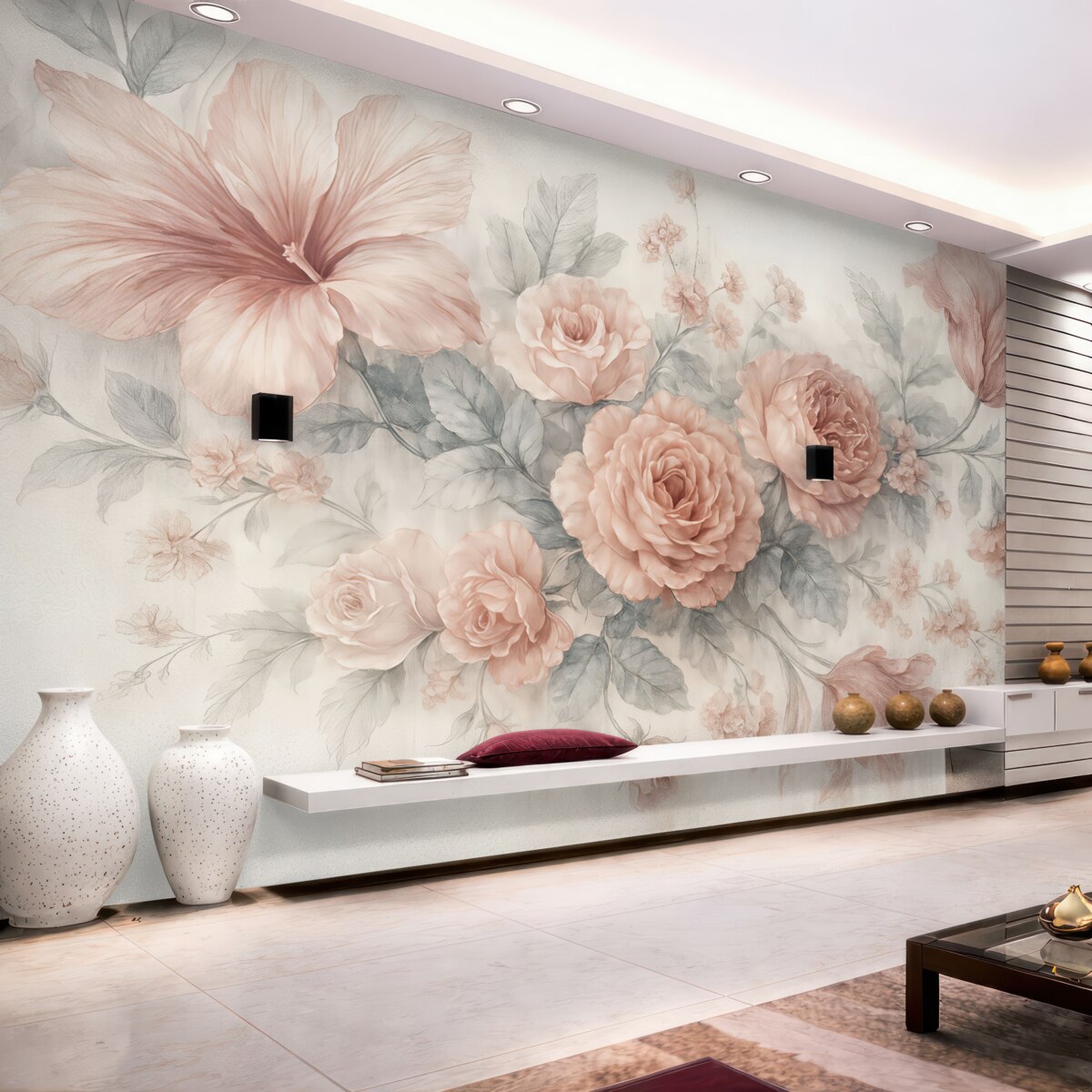 Fototapeta Subtelna pastelowa aranżacja kwiatowa.