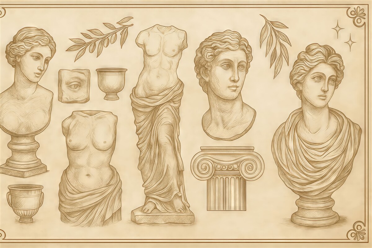 Fototapeta Grekowska ozdoba, linoryt, rzeźbiarstwo, prostota, cywilizacja antyczna, odcienie beżu.