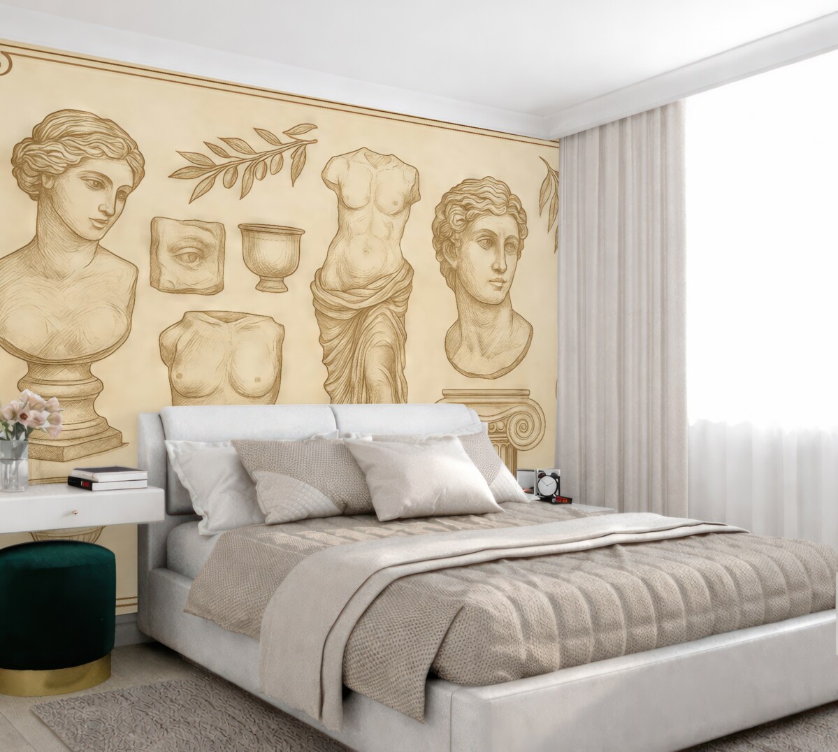 Fototapeta Grekowska ozdoba, linoryt, rzeźbiarstwo, prostota, cywilizacja antyczna, odcienie beżu.