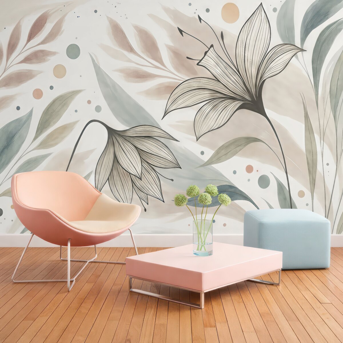 Fototapeta Dwa spore kwiaty na jasnym tle.