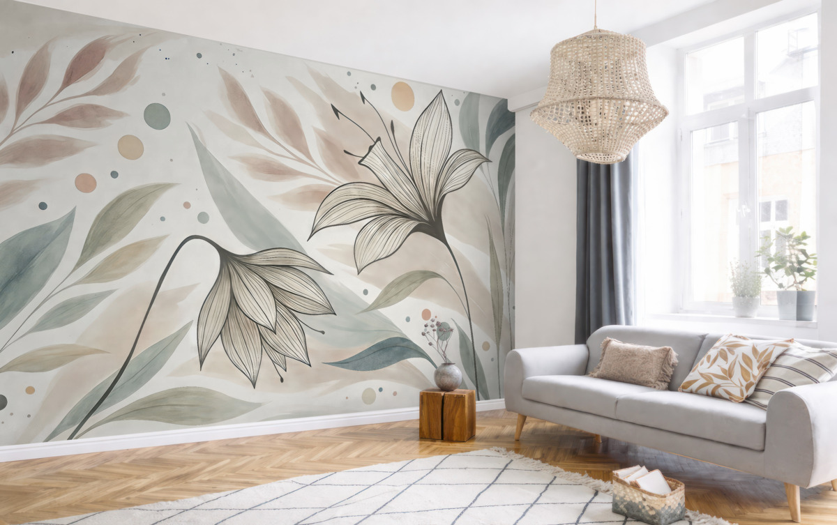 Fototapeta Dwa spore kwiaty na jasnym tle.