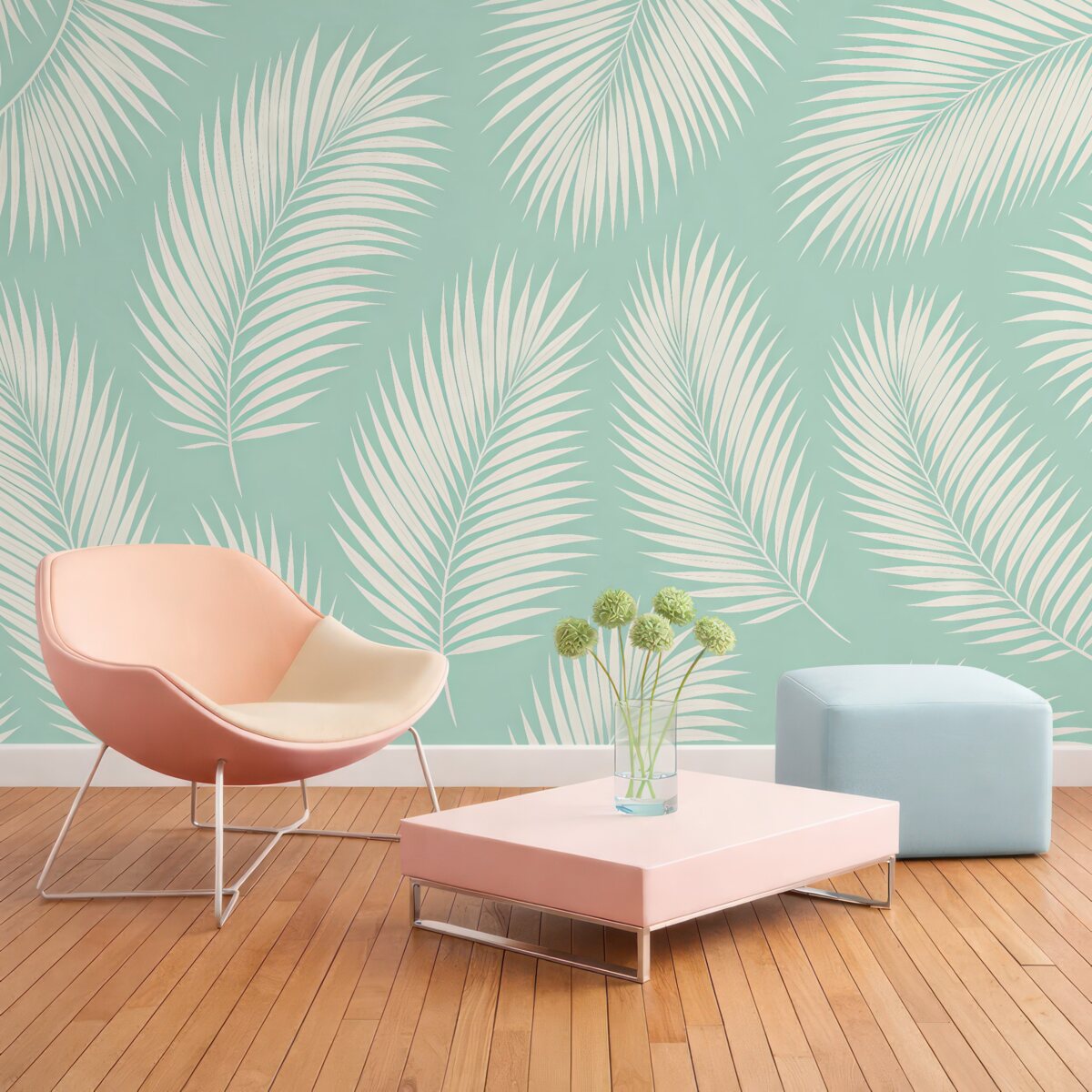 Fototapeta Zielony odcień liści palmowych to nowy styl.