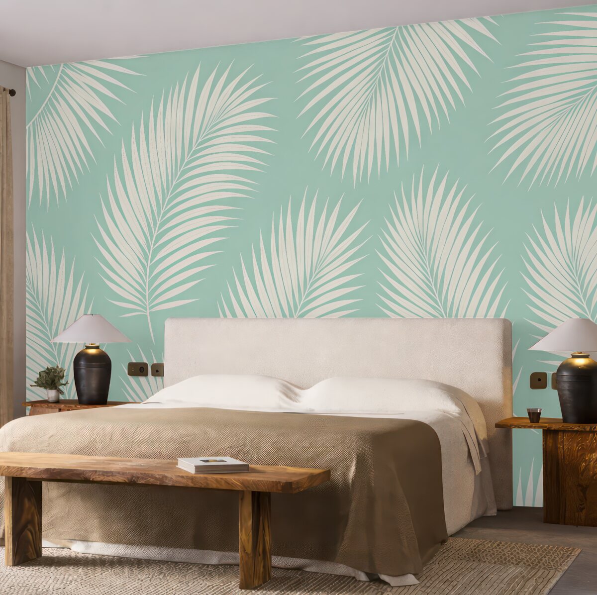 Fototapeta Zielony odcień liści palmowych to nowy styl.